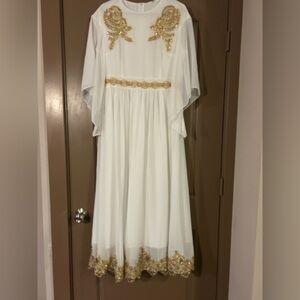 NWOT Elegant White and Gold Kids Dress